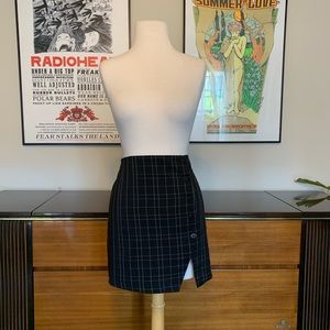 Forever 21 Black Plaid Button Up Skirt Medium